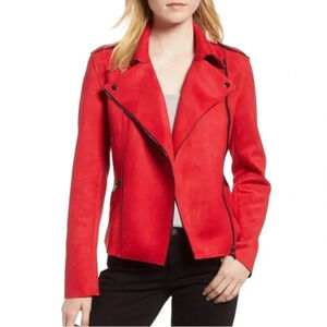 PHILOSOPHY | Women’s Soft Faux Leather Red Moto Jacket Size S